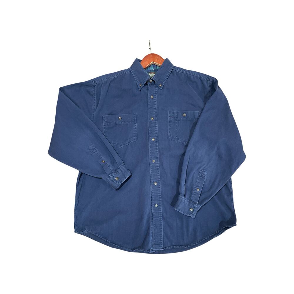 Greatland Apparel Shirt Button Down Size L Blue Cotton Mens Workwear Long Sleeve
